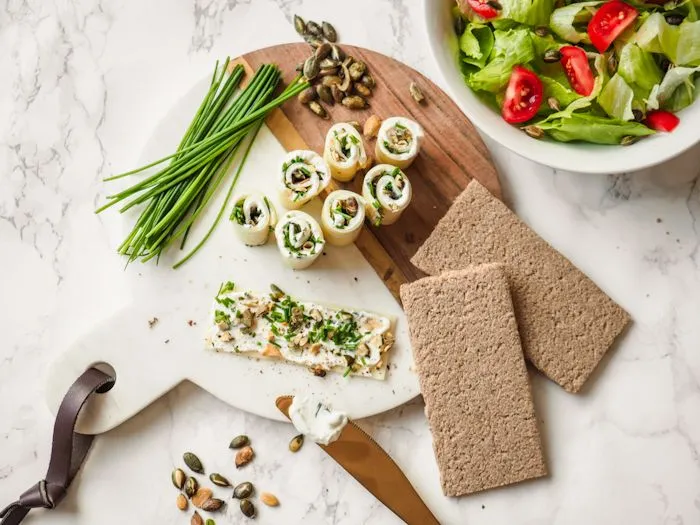 Cheese roll with pumpkin seeds, breakfast
